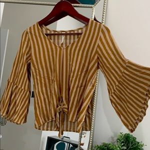 Stripped bell sleeved top